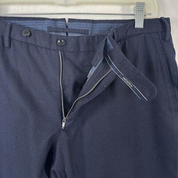 Incotex Slowear Wool Dress Pants Mens 32x28 Blue Super 100s Regular Fit Trousers - Picture 3 of 11